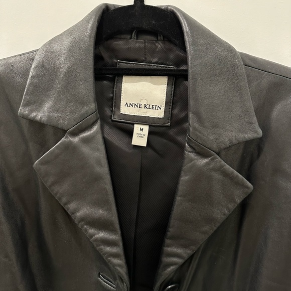 Anne Klein 100% Lambskin Leather Blazer M - Picture 3 of 5